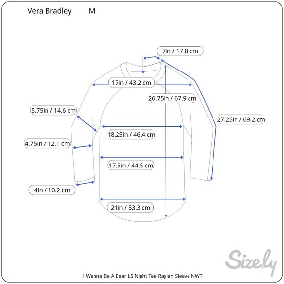 Vera Bradley I Wanna Be A Bear Long Raglan Sleeve Pullover NIght Tee M NWT - Picture 8 of 8